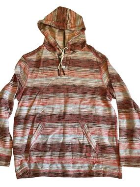 Tommy Bahama Striped Hooded Pullover in Brown, Red & Cream
